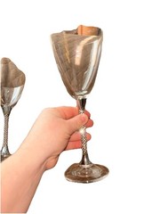 Diamond Stemmed Wine Glasses 2 Wedding Bride Groom Holiday Cocktail Heavy