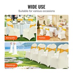 100 PCS Ivory Chair Covers Polyester Spandex Stretch Slipcovers Wedding Party