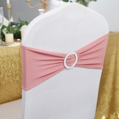 Versatile 25pcs Dusty Pink Spandex Chair Sashes for Weddings & Celebrations
