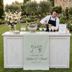 Personalized Wedding Bar Sign, Custom Engagement Cocktail Hour Bar Table Runner