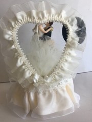 Western Honeymoon Night, Rhinestone and Pearl, Heart, Ivory and Gold Cake Top