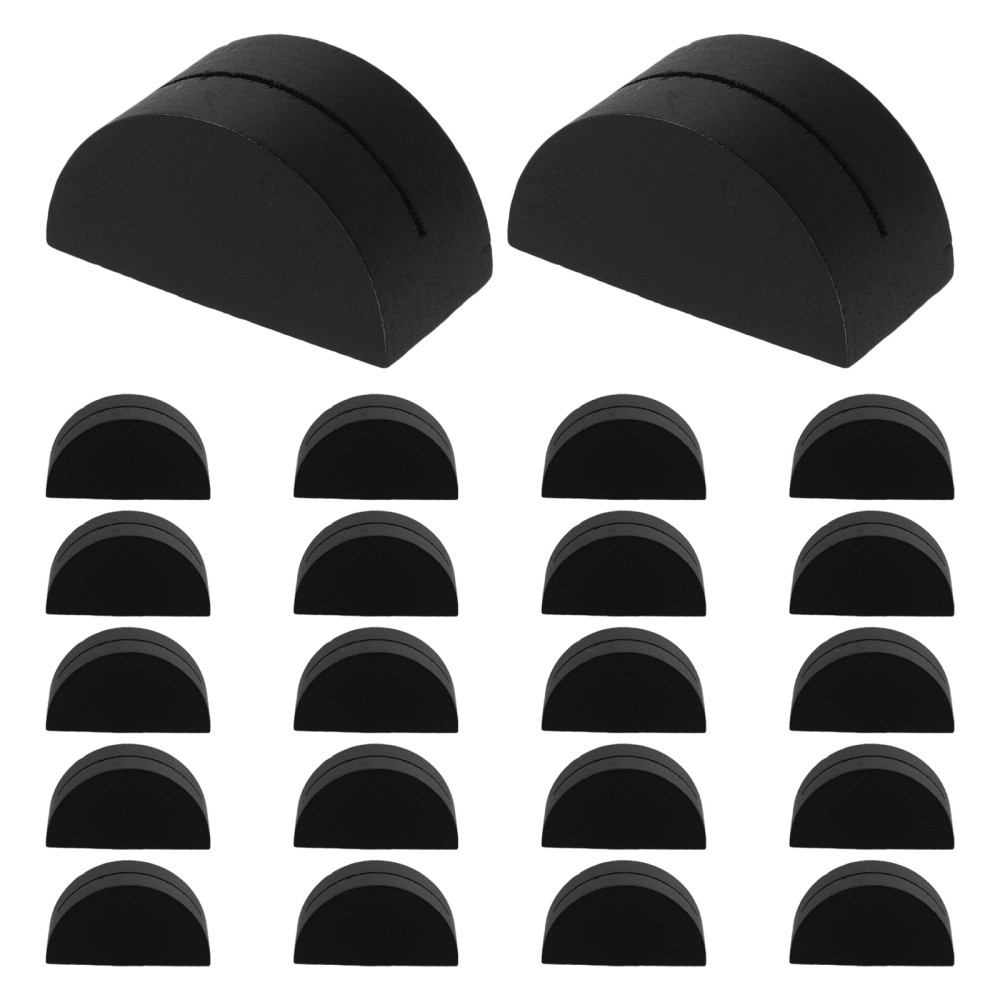 24Pcs Elegant Wood Wedding Place Card Holders Black Semi Circle Table Sign Clips