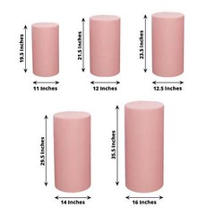 5 DUSTY ROSE Fitted Spandex Cylinder Display STAND COVERS Set Party Decorations