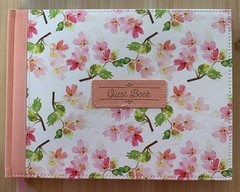 Floral, Peach, Pink, Guestbook With Spiritual Quotes Throughout, Ribbon Marker