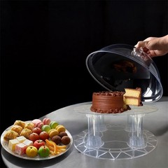Acrylic Cake Stand with Dome Lid 14 Inch, Clear Serving Platter Holder