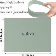 24 sheets Sage Green Cardstock Paper 8.5 x 11 x11 Inches,