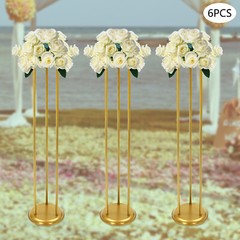 6 Pcs Gold Flower Display Stand Background Column Frame Indoor/outdoor Decor