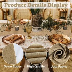12 x 72 Inch Jute Table Runner 10PCS Burlap Wedding Table Runners Jute Countr…