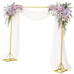 8FT Square Backdrop Stand Heavy Duty, Gold Metal with Triangle Base. Metal