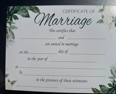 Blank Marriage Certificate – HEAVY GLOSSY PREMIUM CARD STOCK- 8.5” X 11” – NEW