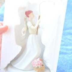 Weddingstar Hand Painted Porcelain Bride Fishing Cake Topper Figurine 5 in