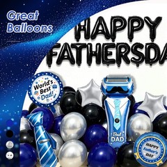 Fathers Day Decorations with Royal Blue Fringe Curtain Foil Balloon Navy…