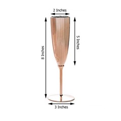 6 pcs Blush Premium Metallic Plastic 5 oz Champagne Flutes Party Disposable