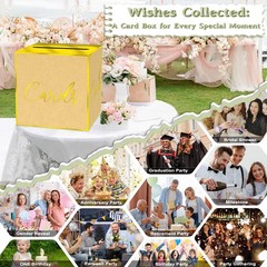 Brown Gold Foil Card Box Parties Weddings Birthdays Bridal Baby Shower Decor