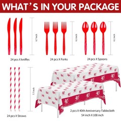APOWBLS 40th Anniversary Decorations Tableware – Ruby Wedding