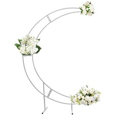 7ft White Metal Crescent Moon Wedding Arch Stand Curved Flower Balloon Frame