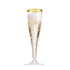 Munfix 50 Pack Gold Rimmed Plastic Champagne Flutes 5 Oz Clear Plastic Toasti…