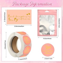 Leelosp 2280 Pcs Pink Thank You Cards and Stickers Small Business Wedding Han…
