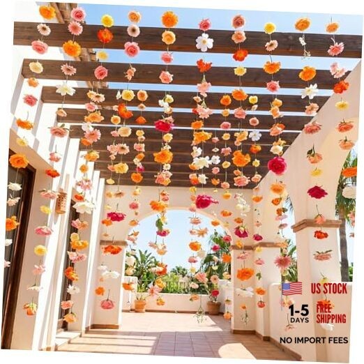 Suncalla 12 Pcs 70.8 ft Wildflower Garland Pre Strung Multi Color Rose