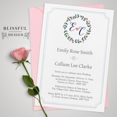 Personalised Wedding Day / Evening Invitations with Envelopes (W1)
