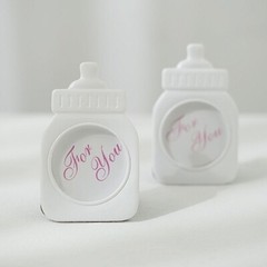 4 White Pink 4″ Mini Feeding Bottle PICTURE FRAMES Baby Shower Favors Party Home