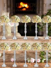 10 Pcs 19.7″ Silver Wedding Centerpiece Flower Vases Mermaid Design Tall Table