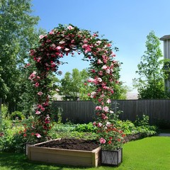 Garden Arch Arbor Trellis with Planter Boxes 8.2 Ft Metal Black