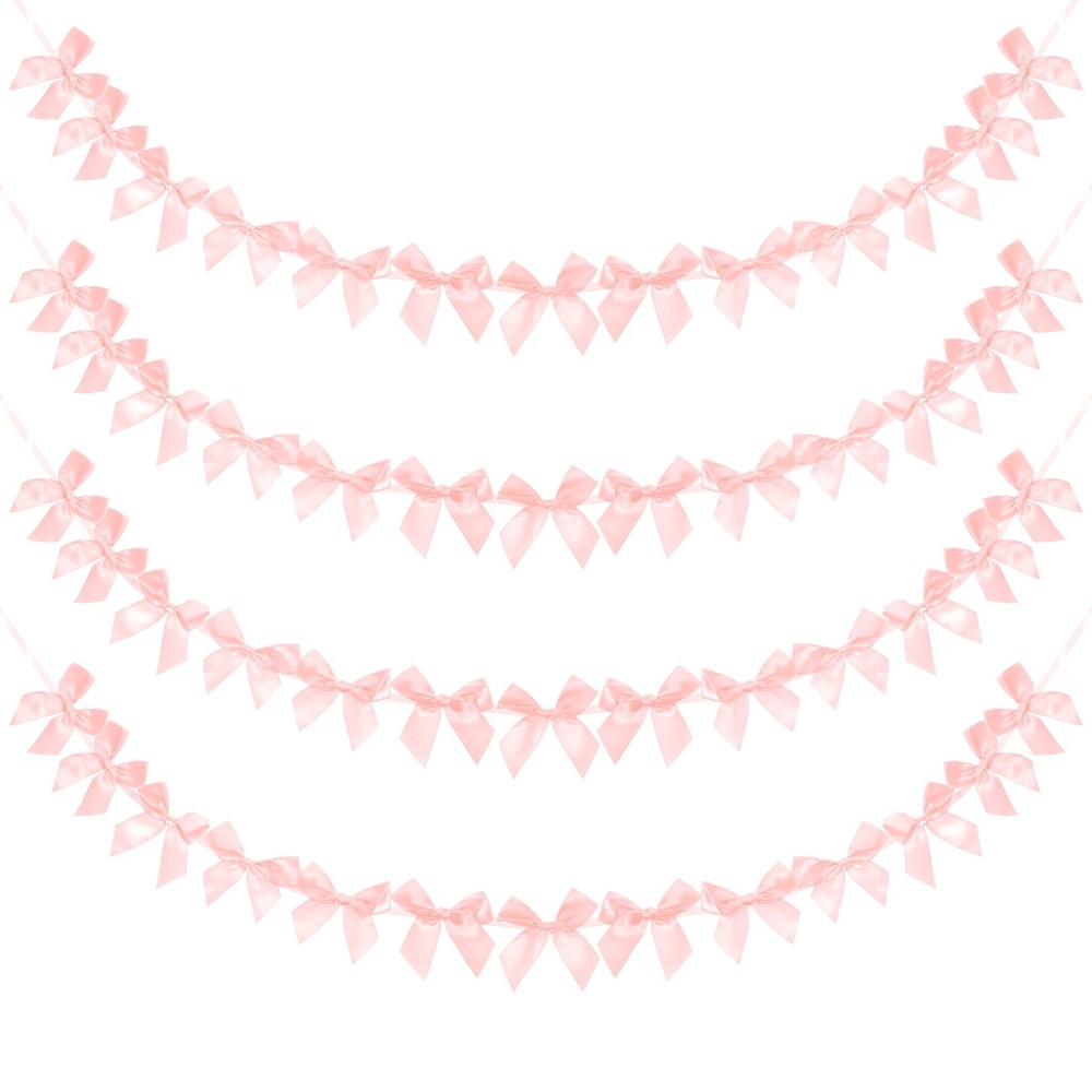 4 String of 13Pcs Light Pink Bow Garland Banner Decoration Party Bow