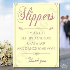 Slippers Feet Wedding Tired Grab Pair Dance some more Sandals Shoes Card Sign A4