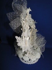 New Lisa Anne 25th Wedding Anniversary Floral Arch caketop with #25 & tulle #49