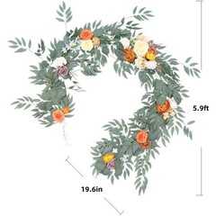 BRAND NEW ~ Artificial Eucalyptus Flower Garland ~ Wedding Mantle ~ 6ft x 9 1/2″