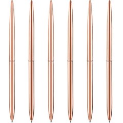 6 Pack Rose Gold Ballpoint Pens – Bulk Fancy Metallic Retractable Rose Gold 3