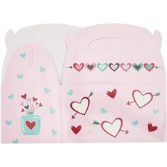 Valentine Treat Boxes – 24 Count, Pink, 5.9-Inch Glossy Heart Cardstock –