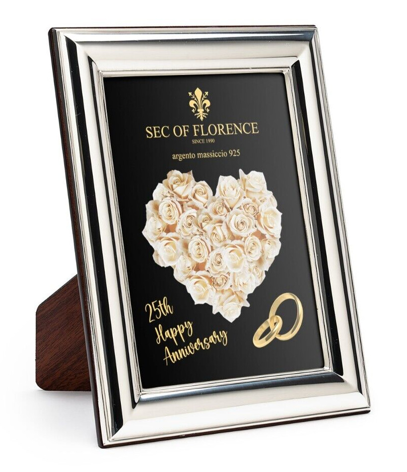 10×8″ Solid 925 Sterling Silver Photo Frame 25th Wedding 7306/20×30*H25*CB*USA