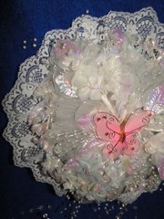 New Stunning Handmade Iridescent white floral and Pink Butterfly Bridal Bouquet