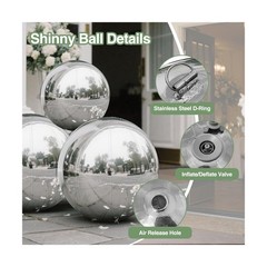 Silver Inflatable Mirror Ball, Reusable Large Event PVC Disco Ball, Bubble Ba…