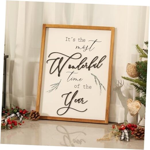 Framed It’s The Most Wonderful Time of The Year Wall Decor 16″L x 12″W Brown