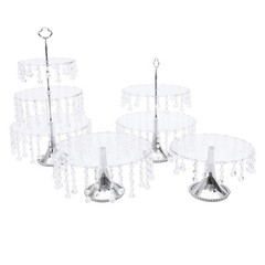 4*Cake Stand Set Round Metal Plates for Dessert Cupcake Candy Display DETACHABLE