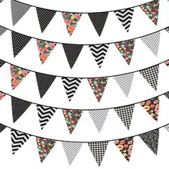 Vintage Charm 33 Ft Vintage Floral Cotton Bunting Banner with 36 Flags