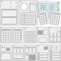 12 Pieces Speedy Spreads Journal Stencil DIY Journal Templates Reusable Weekly