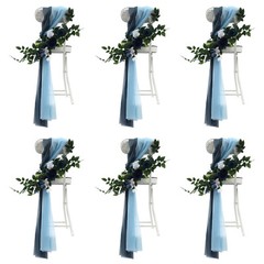Artificial Flower Wedding Chair Ornament Blue Chair Flower Decor Outdoor Wedding