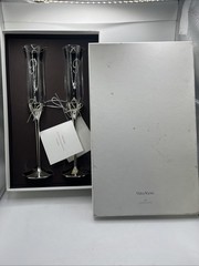 VERA WANG Wedgwood .999 Pure Silverplated Crystal LOVE KNOTS Toasting FLUTES