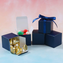 25Pcs Wedding Favor Boxes, Paper Gift Boxes 3X3X3 Inches Small Gift Boxes with R