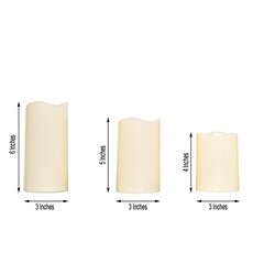 5 pcs 4″ 5″ 6″ tall Ivory LED Pillar Candles Lights Remote Control Party Sale