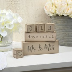 Wedding Countdown Blocks, 6 Piece Wooden Calendar, Grey