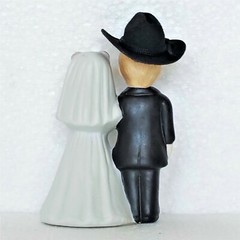 Wedding Cake Topper Figurine Porcelain Bride & Groom Western Cowboy