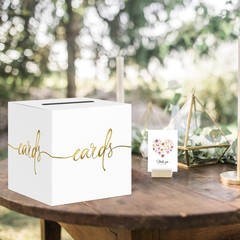 2 PCS 8.7″ White Card Box Gold Foil Design Wedding Party Raffle Money Envelope