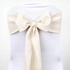 10 Beige Polyester CHAIR SASHES Ties Bows Wedding Party Ceremony Decorations