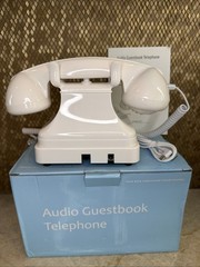 Audio Guestbook Vintage Retro Rotary-Style Phone Color White Message Voicemail