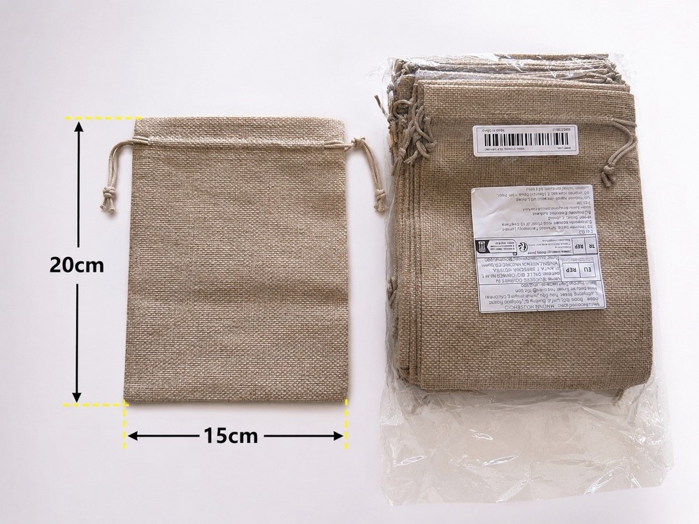 25 Pack Natural Linen Drawstring Bags 20x15cm Gift Jewelry Party Favor Pouches